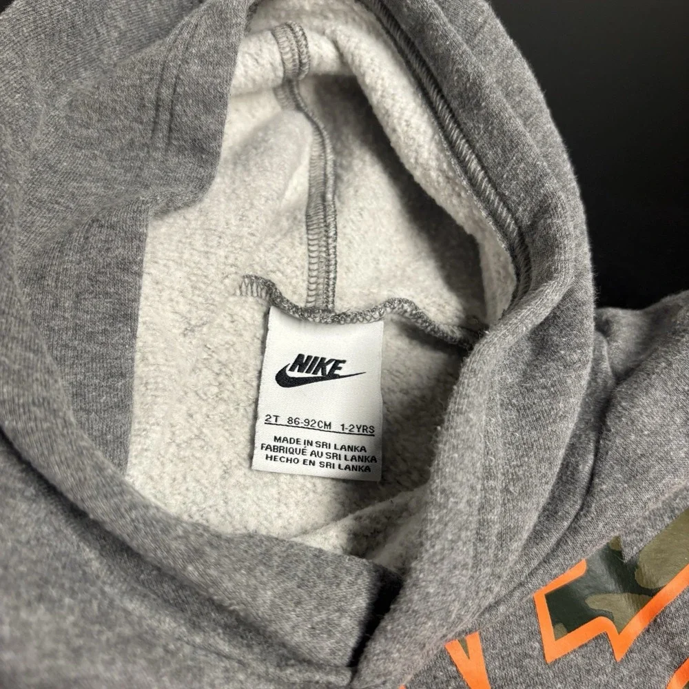 Nike Sportswear Little Boys Club Fleece Camo Gray‎ Hoodie Swoosh 2T Toddler